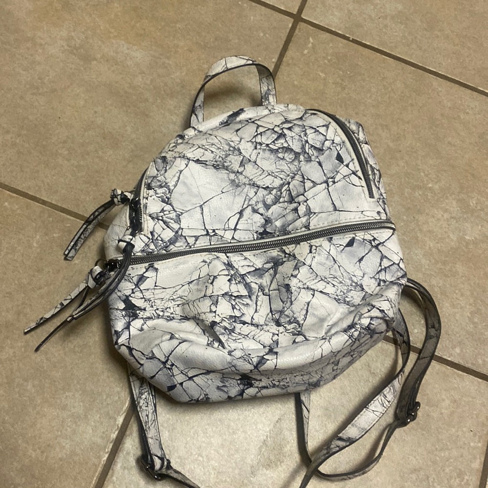 Marble crackle print mini backpack